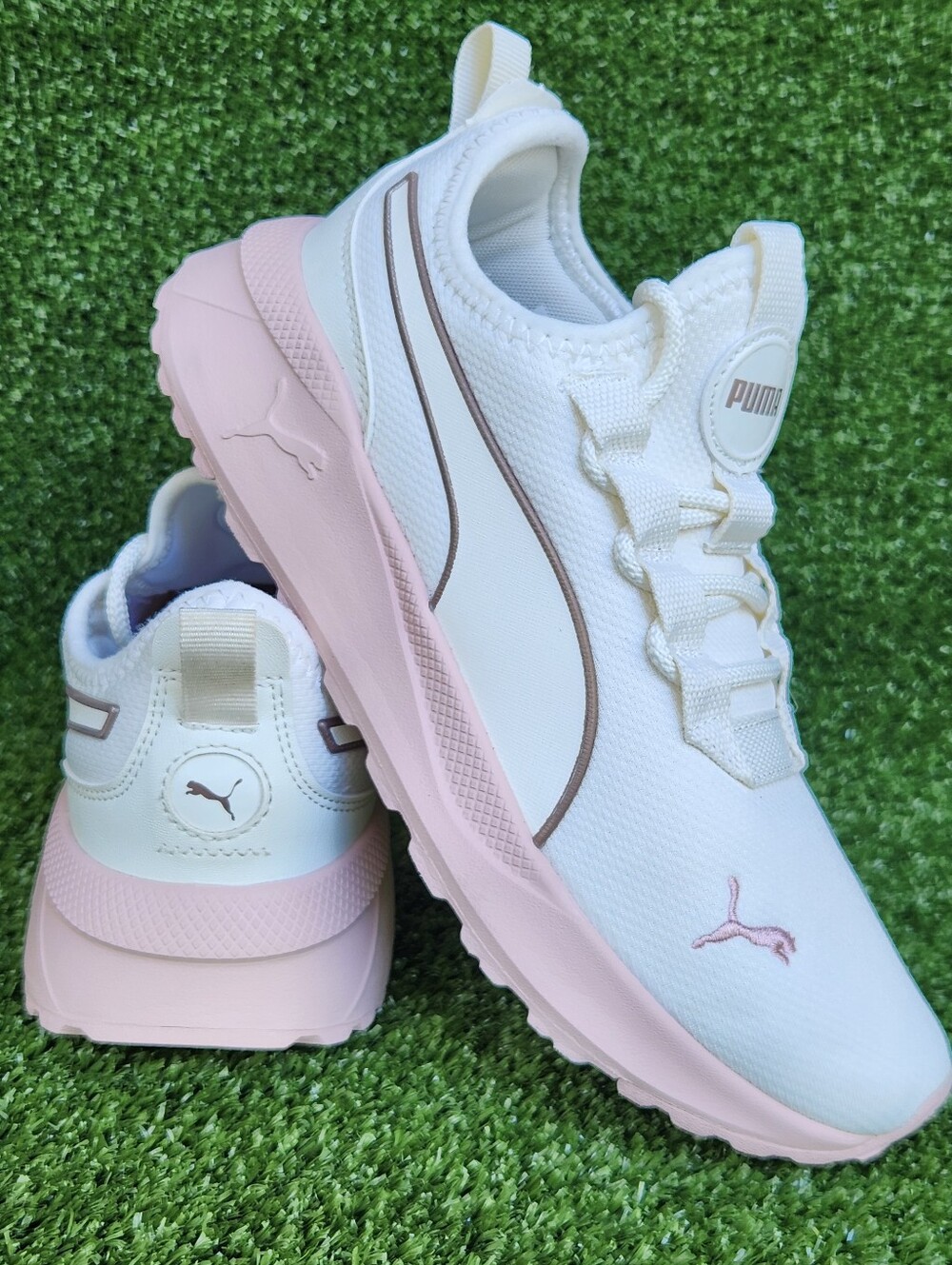 PUMA Pacer Street Running Rose Cream Size 4 Youth Big Girl Casual Sneakers Shoes